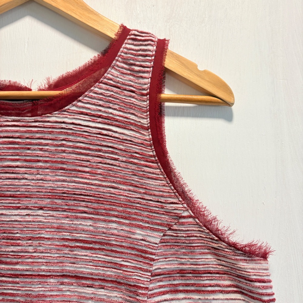 Anthropologie Indira Tank Top  Red White Striped Textured Tank Top Shell Size M - Picture 7 of 9